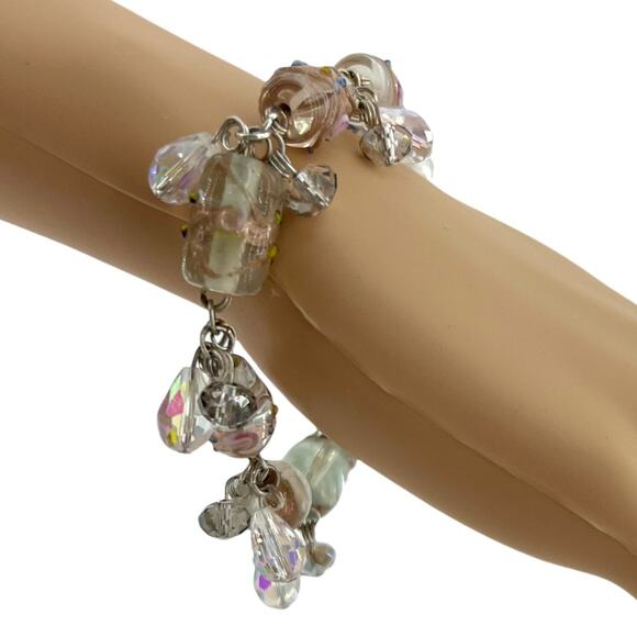 Crystal Gold Handmade Glass Beaded 8.5 inch Dangle Bracelet - Picture 3 of 4